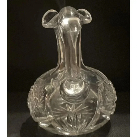 American Brilliant Hand Cut Crystal Glass Oil Vinegar Cruet Bottle - Picture 2 of 7